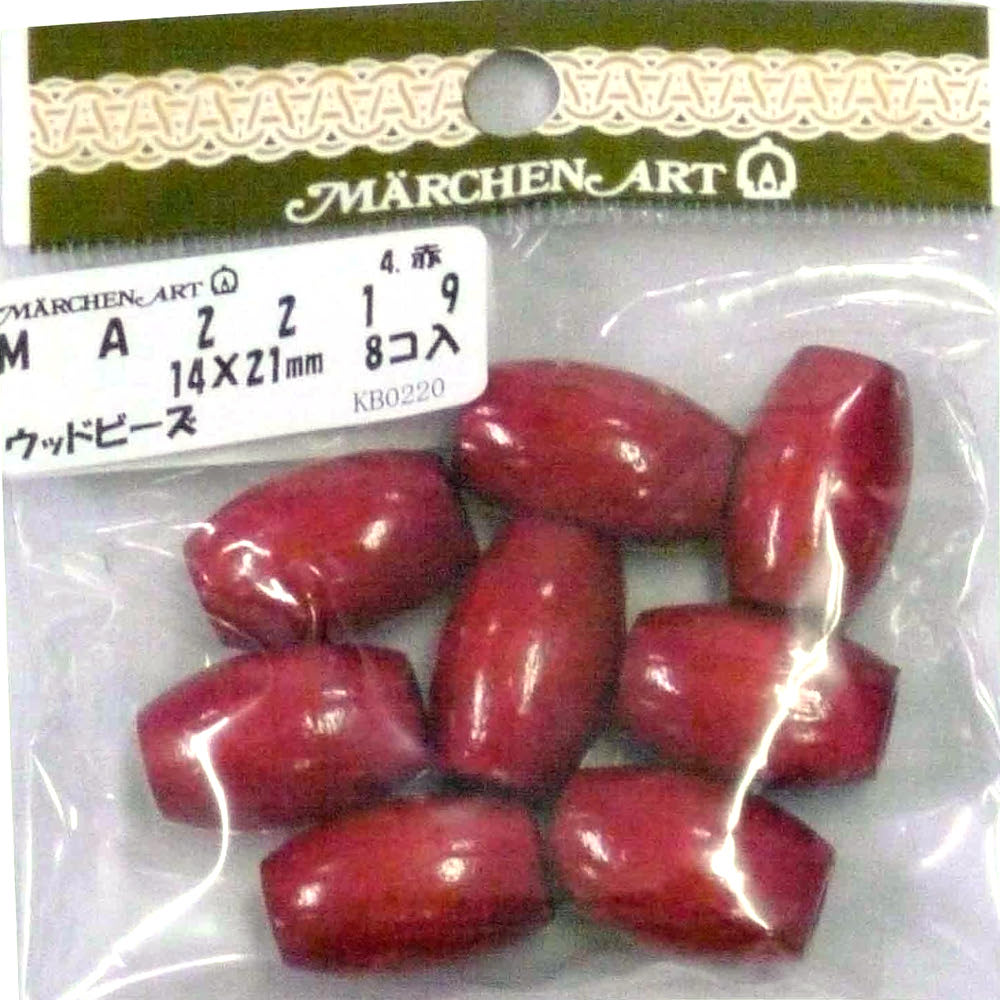マクラメウッドビーズ　ＭＡ２２１９赤