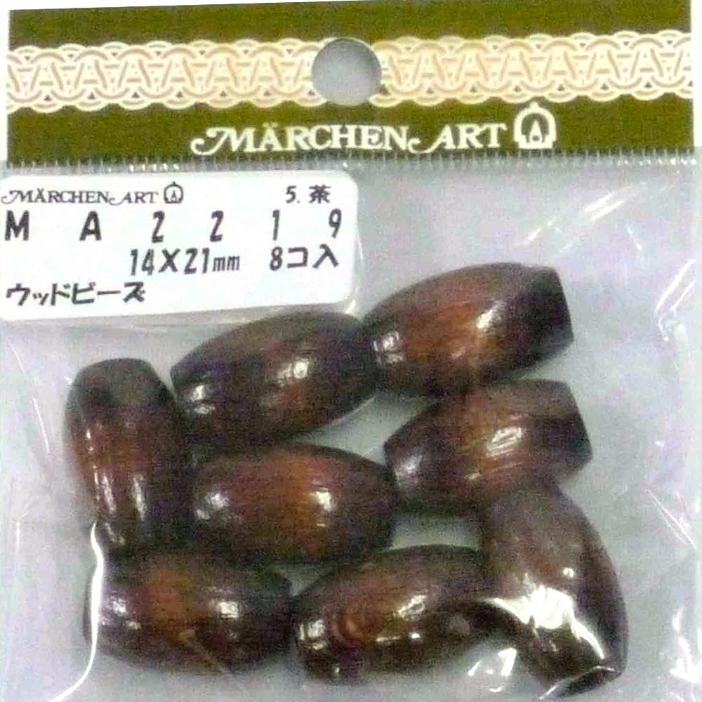 マクラメウッドビーズ　ＭＡ２２１９茶