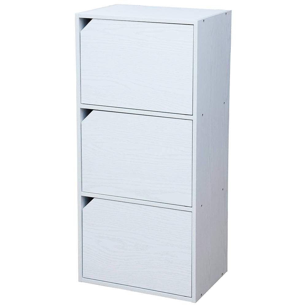 ドア付きカラーボックス3段 CO-16WH WH 415x292x889mm ドア付きカラーボックス3段 CO-16WH WH 415x292x889mm