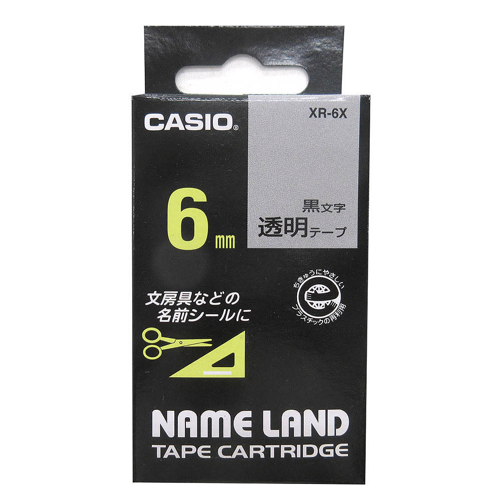 カシオ ネームランドテープ XR-6X　透明/黒文字