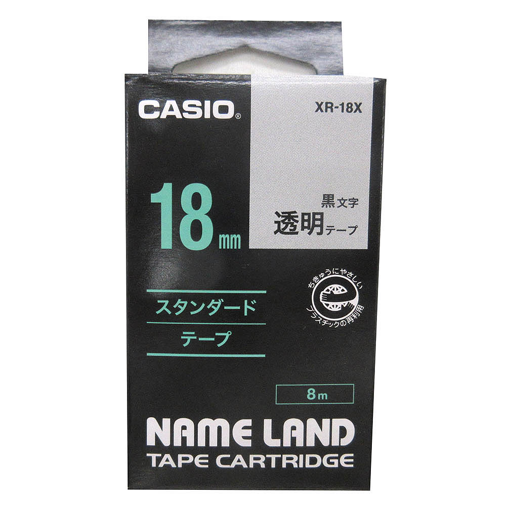 カシオ ネームランドテープ XR-18X　透明/黒文字