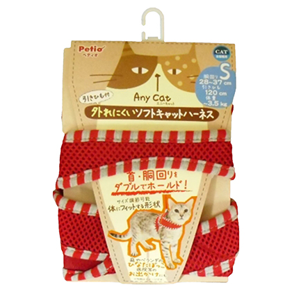 ペティオ Anycatハーネス ストライプ　S レッド