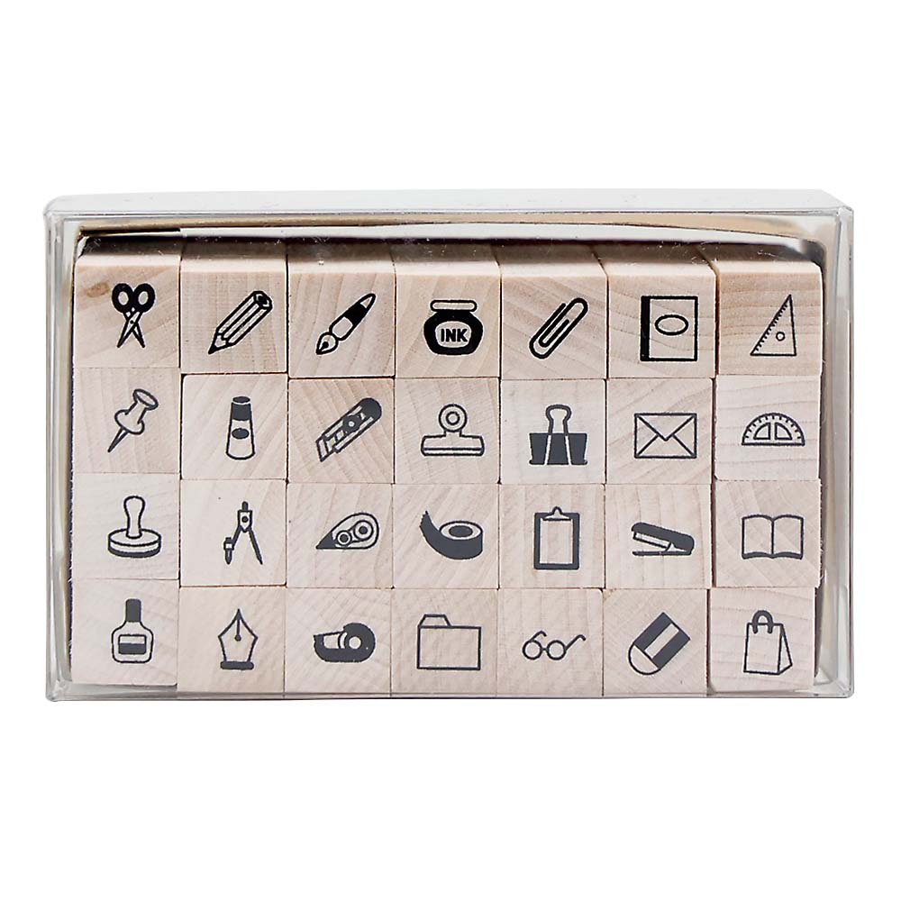 プチ文字スタンプセット 文房具　1234-019