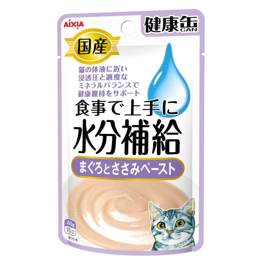 国産健康缶パウチ　水分補給　まぐろとささみペースト４０ｇ