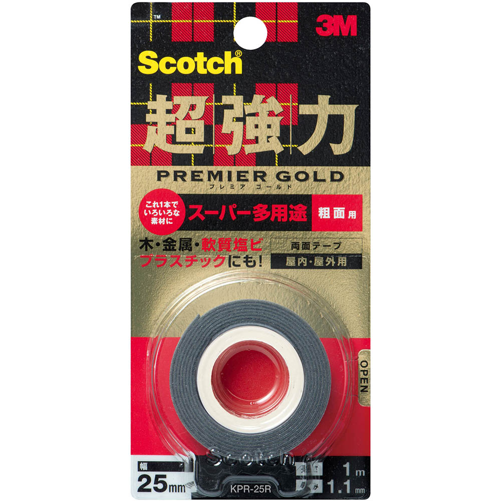スコッチ 超強力両面テープPG スーパー多用途 粗面用 KPR-25R