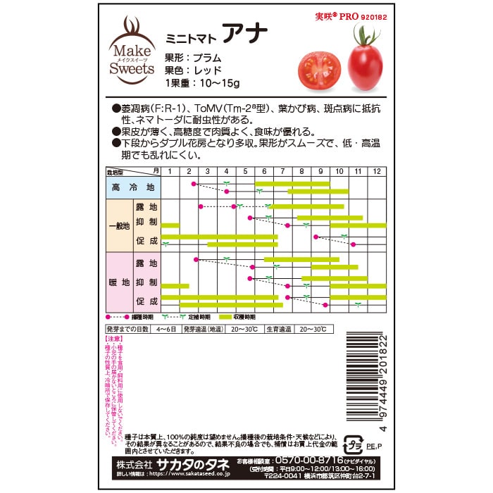 トマト＿ミニトマト　アナ　春まき