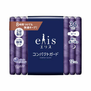 エリスコンパクトガード（特に多い夜用）羽つき１２枚　１２枚