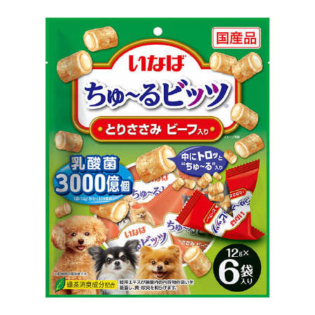 ちゅ～るビッツ　乳酸菌３０００億個　とりささみ　ビーフ入り　６袋