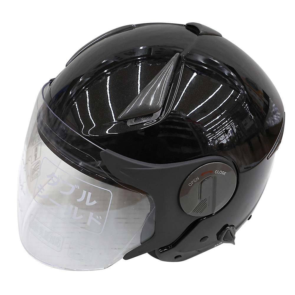 石野商会 Wシールドジェットヘルメット BK　MAX612W-BK