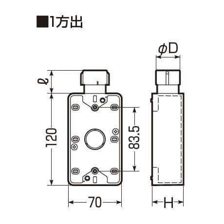 露出スイッチボックス　SW1-22FGH