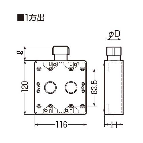 露出スイッチボックス　SW1-22WFGH