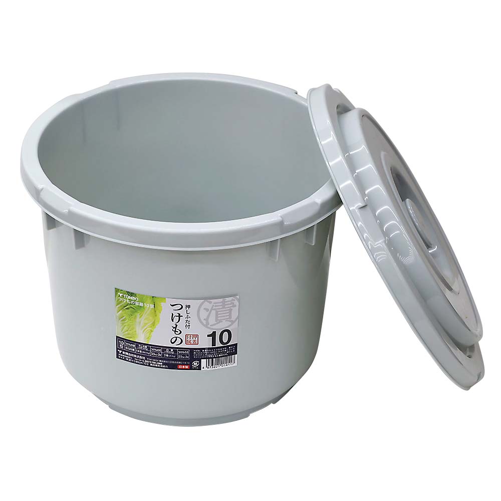 丸型漬物容器（グレー）　１０Ｌ