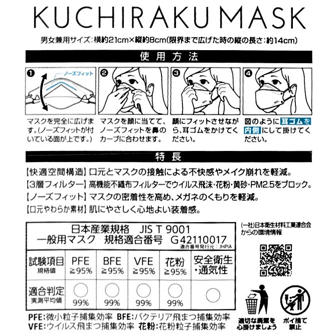 KUCHIRAKU MASKブラック　60枚