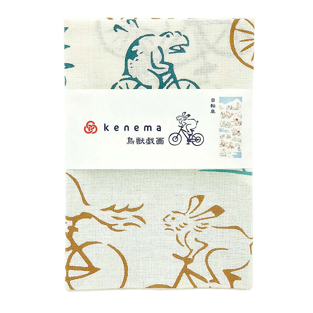 注染手ぬぐい 鳥獣戯画 自転車　50210