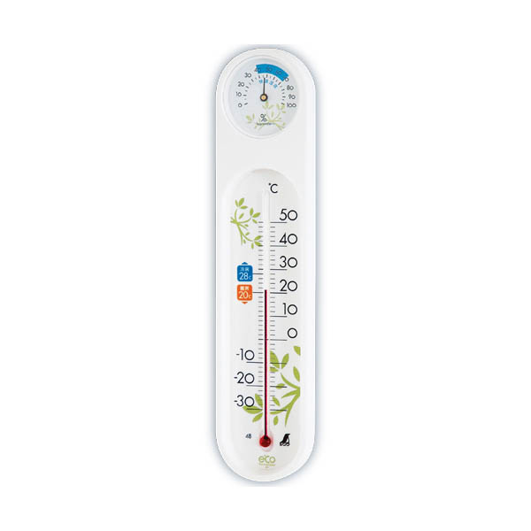 プラスチック温湿度計 オーバル・エコ ホワイト