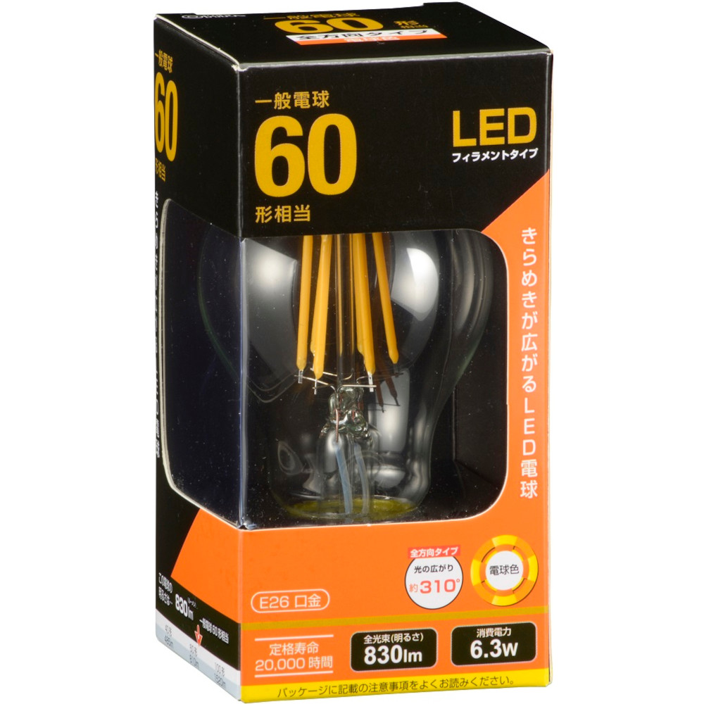 LED電球フィラメント一般電球60形E26電球色　LDA6L C6