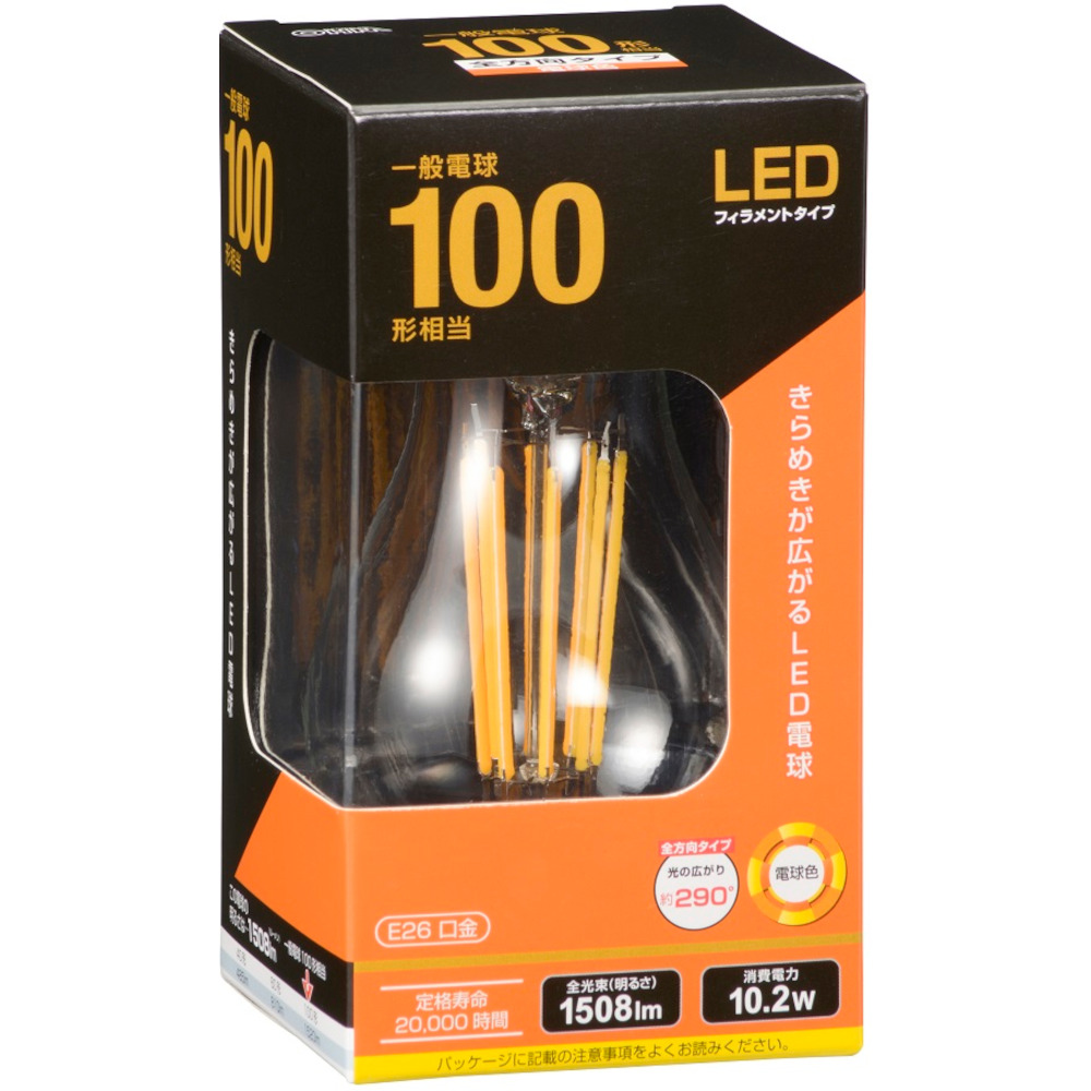 LED電球フィラメント一般電球100形E26電球色　LDA10L C6