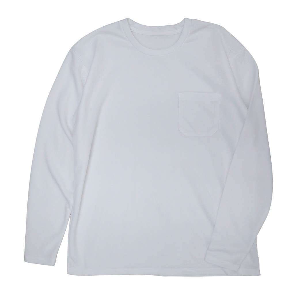 シンシジャガードストライプ長袖丸首Tシャツ シロM　53-997-JF01M