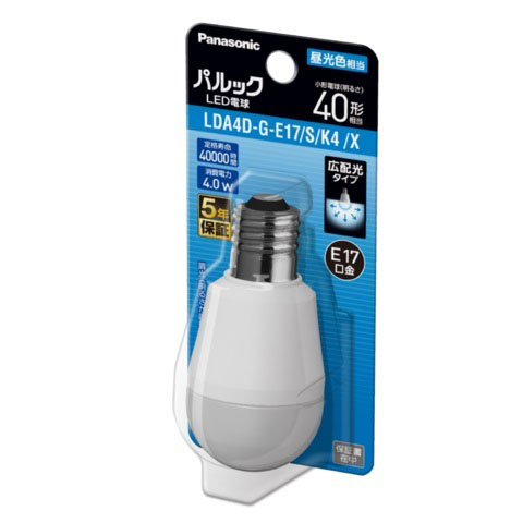 パルックＬＥＤ電球　Ｅ１７ブリスター　ＬＤＡ４ＤＧＥ１７ＳＫ４Ｘ