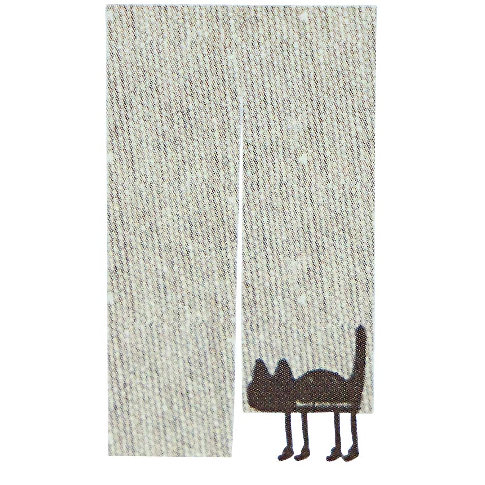ぶら猫のれん ベージュ　85x150