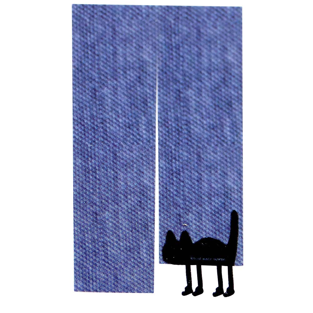 ぶら猫のれん ブルー　85x150