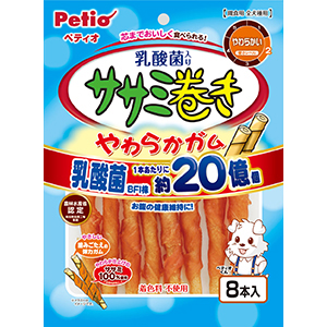 ペティオ　ササミ巻き　乳酸菌入り　やわらかガム　８本