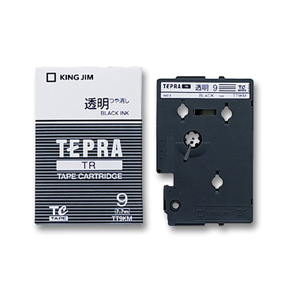 キングジム テプラTRテープ TT9KM　透明/黒文字