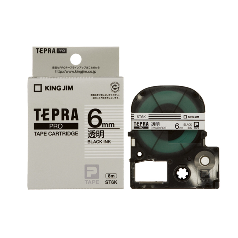 キングジム テプラPROテープ ST6K　透明/黒文字