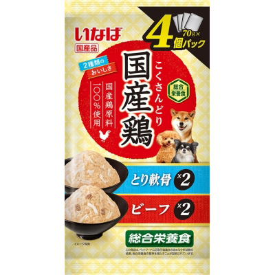 いなば　国産鶏４Ｐ軟骨ビーフＶ　７０ｇ×４袋