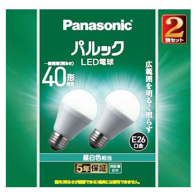 パルックＬＥＤ　４０Ｗ２Ｐ昼白色　ＬＤＡ４ＮＧＫ４　２Ｔ