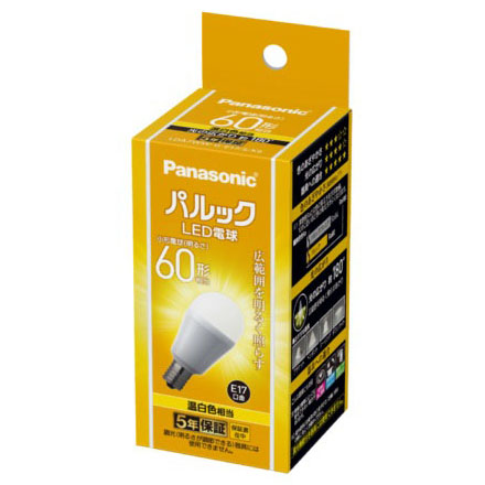 パルックＬＥＤ電球　Ｅ１７温白色　ＬＤＡ７ＷＷＧＥ１７ＳＫ６