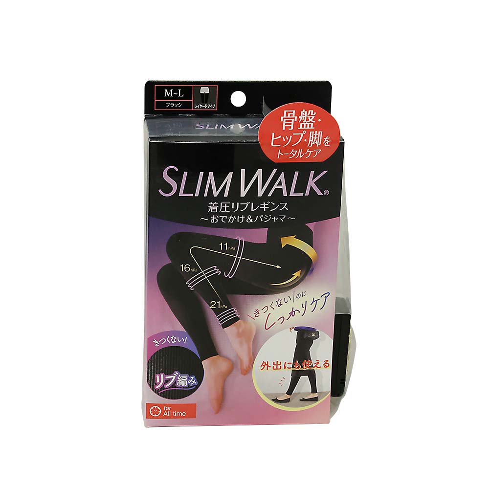 スリムウォーク 着圧リブレギンス ML