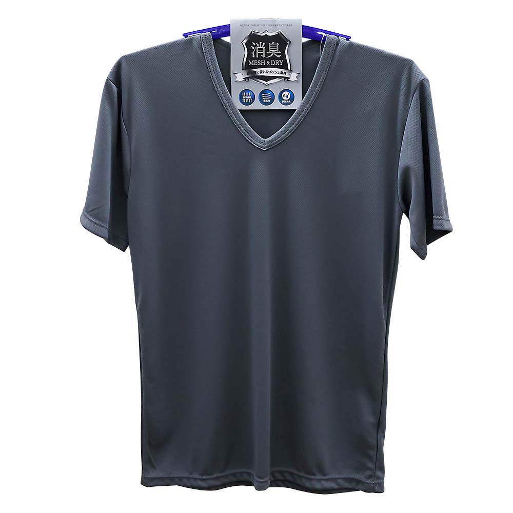 紳士AG消臭ドライ半袖V首Tシャツ グレーM　54-097-JF05M
