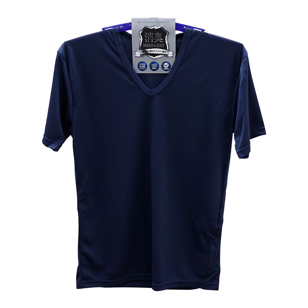 紳士AG消臭ドライ半袖V首Tシャツ ネイビーM　54-097-JF06M