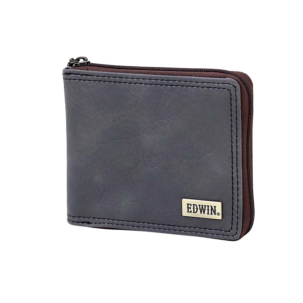 EDWINメタルプレート シボ合皮 R－ZIP二つ折財布 54
