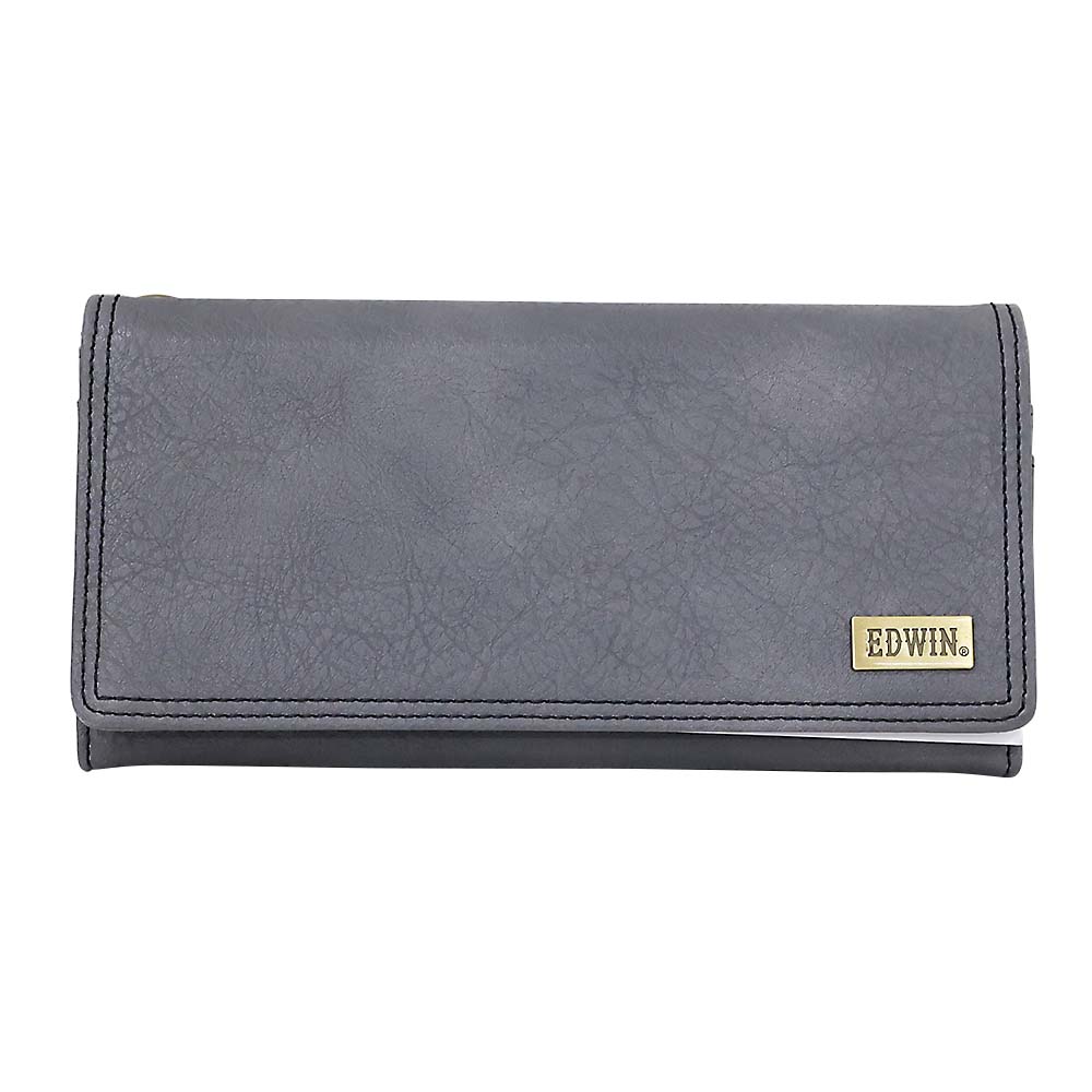 ＥＤＷＩＮメタルプレート　シボ合皮　長財布　５４．ＧＲＡＹ