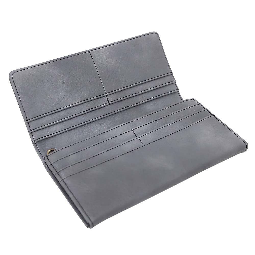 ＥＤＷＩＮメタルプレート　シボ合皮　長財布　５４．ＧＲＡＹ
