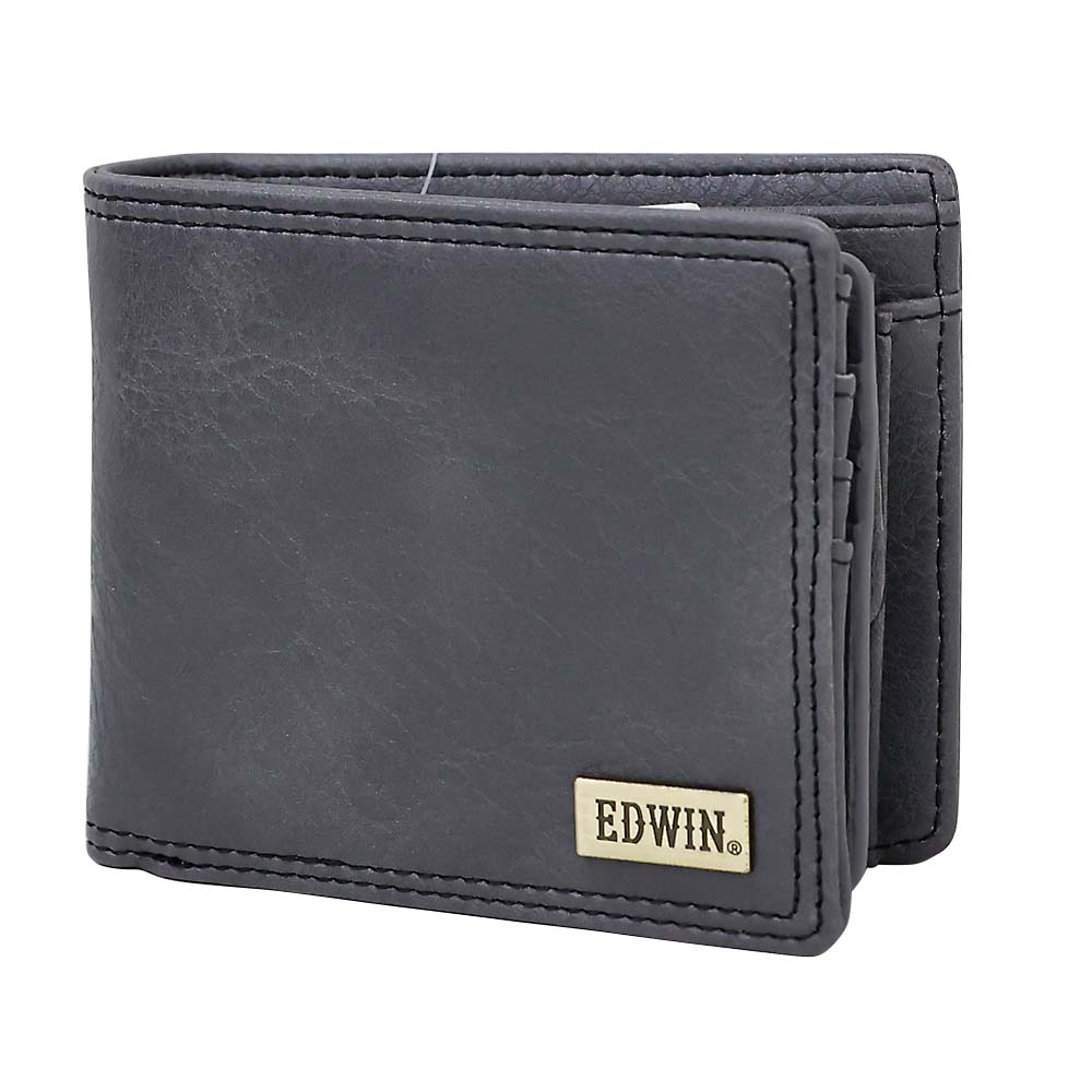 ＥＤＷＩＮメタルプレート　シボ合皮　二つ折財布　５４．ＧＲＡＹ