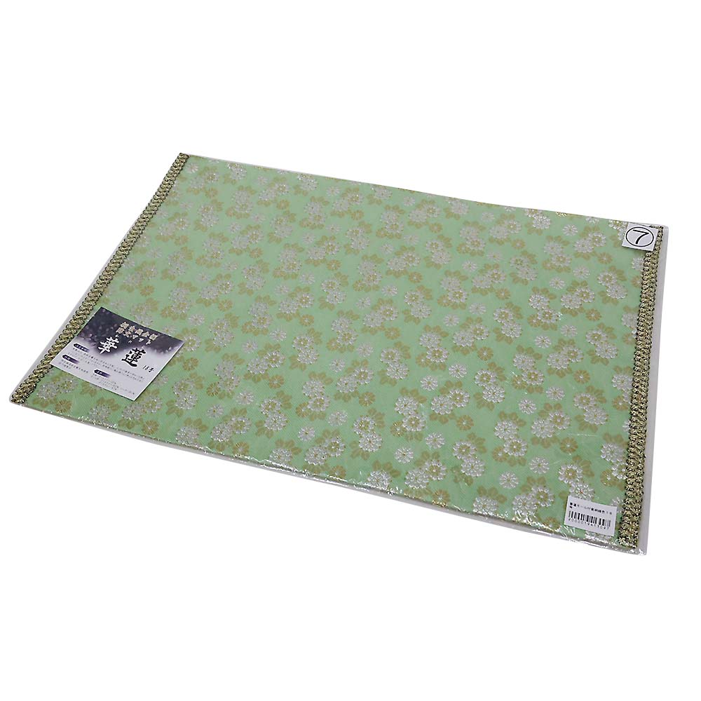 防炎加工経机掛 華蓮モール付菊柄緑色18号280x430mm