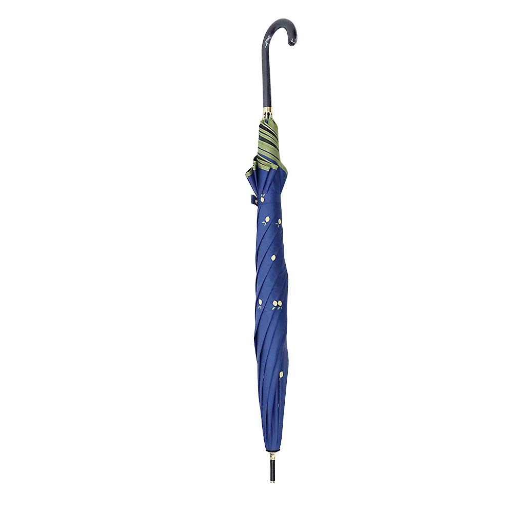 晴雨兼用手開き傘 レモン ネイビー 55cm