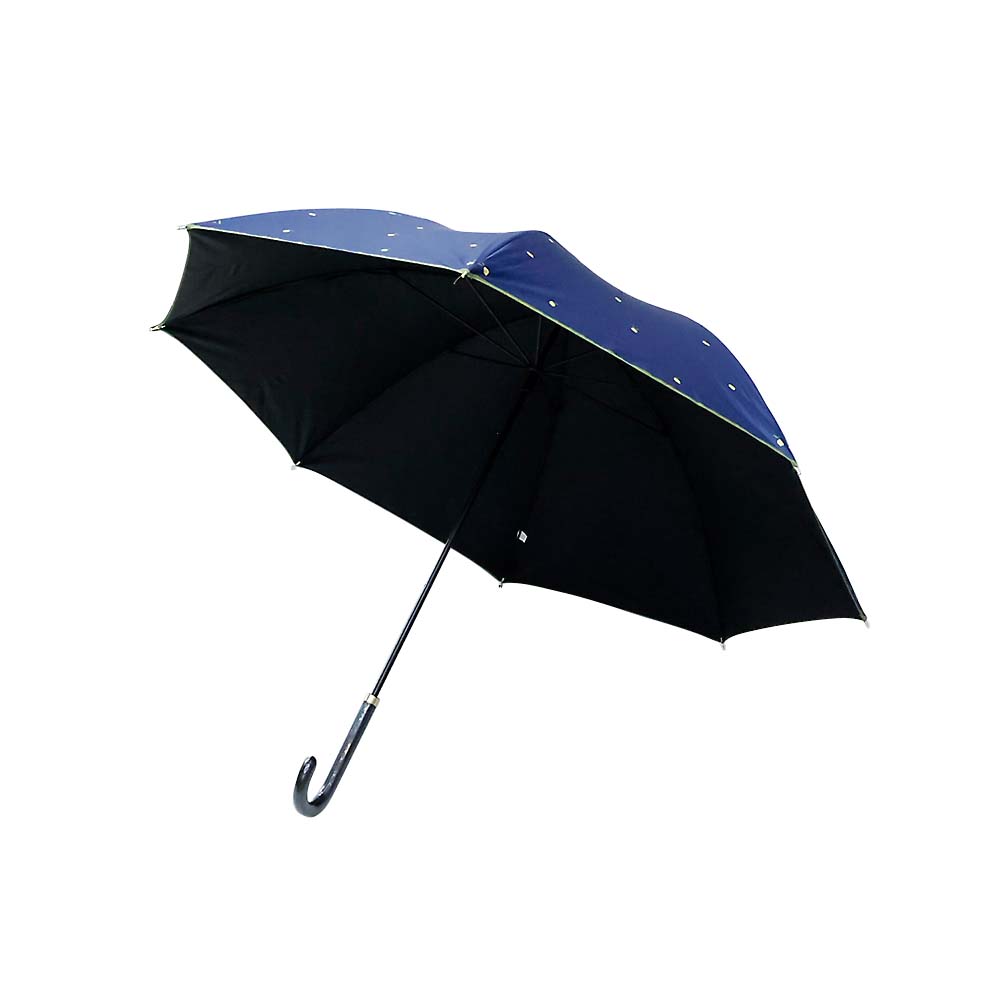 晴雨兼用手開き傘 レモン ネイビー 55cm