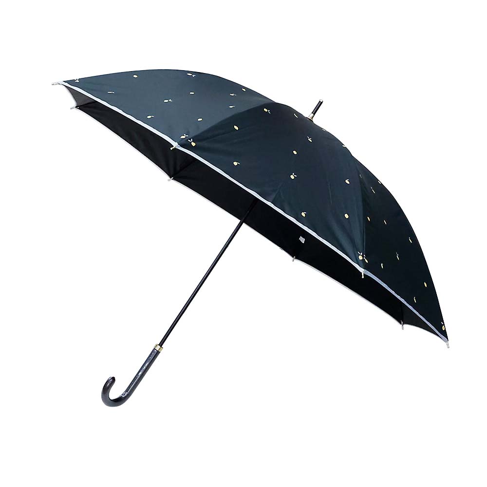 晴雨兼用手開き傘 レモン ブラック 55cm