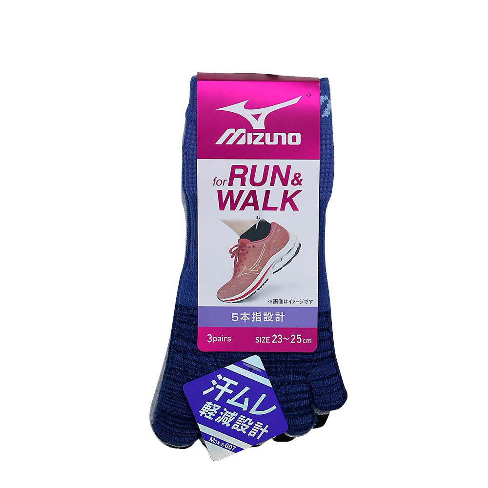 ミズノＲＵＮ＆ＷＡＬＫソックス３Ｐ　２３－２５ｃｍ　６４９－４３５－２４－００