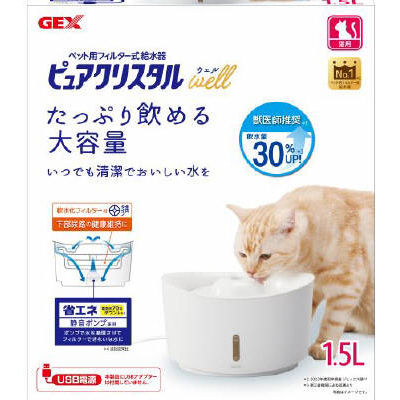 GEX ピュアクリスタル ウェル 1.5L 猫用 ホワイト