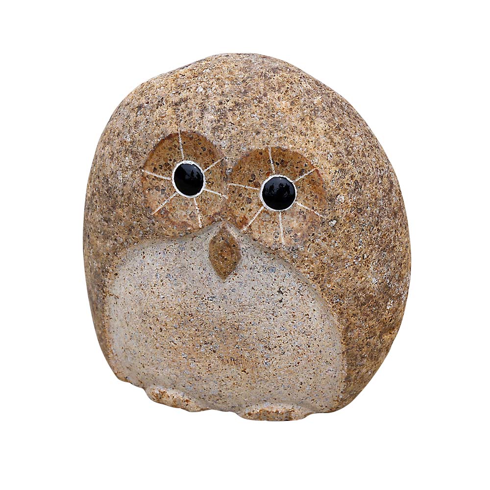 フクロウ小(自然石)　約15cm