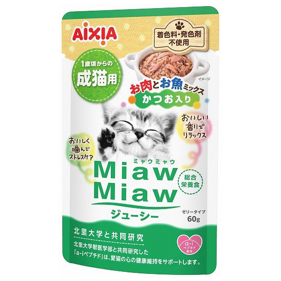 MiawMiawジューシー お肉とお魚ミックス かつお入り　60g