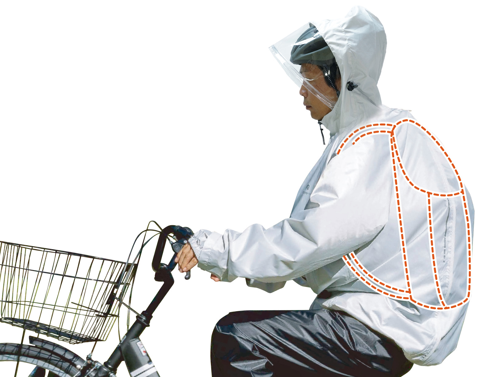 サイクルレインスーツ　Ｌ　ＧＲ　ヘルメット対応