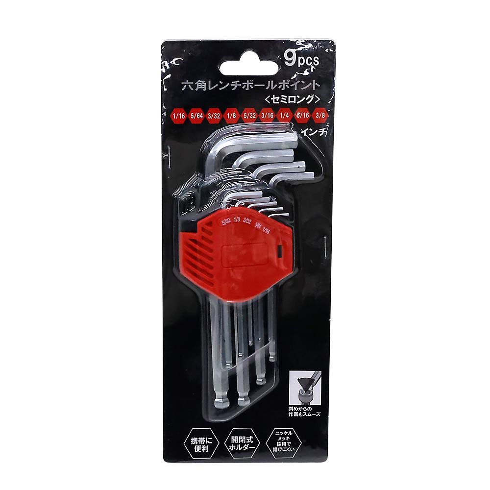 ６角レンチ　ボールポイント　９ＰＣＳ　インチ　Ｍ