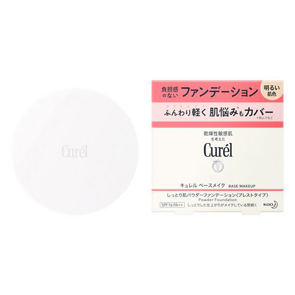 キュレル　ベースメイク　しっとり肌パウダーファンデーション　明るい肌色　８ｇ
