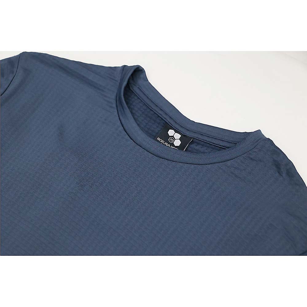３８１４裏ドットフリース長袖Ｔシャツ　ブルーＭ
